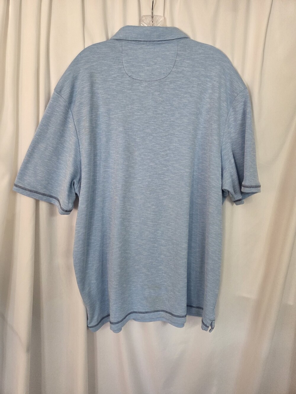 Nat Nast Luxury Originals Heathered Sky Blue Polo with Contrast Trim Size XXL - Picture 2 of 7